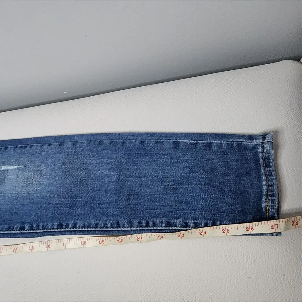 Levis Womens 721 High Rise Skinny Jeans 26 Blue Distressed Destroyed Stretch